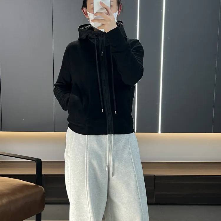 秋冬新款时尚百搭双面绒连帽加厚保暖外套长袖上衣