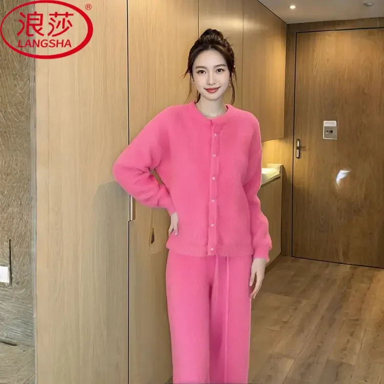 浪莎新款睡衣女秋冬季法兰绒加绒加厚套装高级气质珊瑚绒家居服