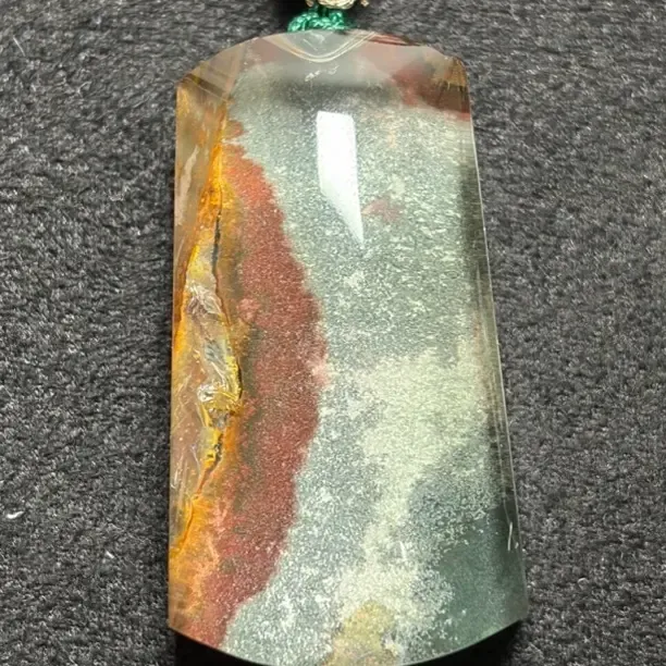 天然水晶幽灵晶中晶共生异象平安无事牌项坠毛衣链男女款聚宝盆