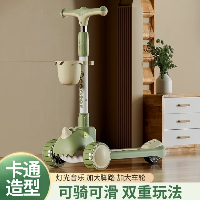 儿童滑板车折叠2-12岁三轮静音闪光脚踏车玩具男女孩滑滑车溜溜车