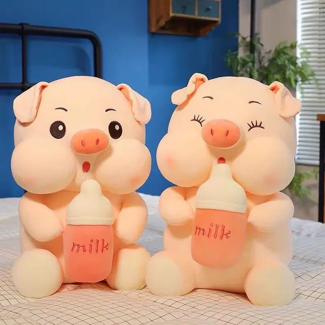 网红可爱奶瓶猪猪抱枕公仔毛绒玩具布娃娃玩偶儿童生日礼物送女生