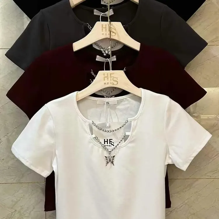 短款T恤修身打底纯色百搭简约夏季