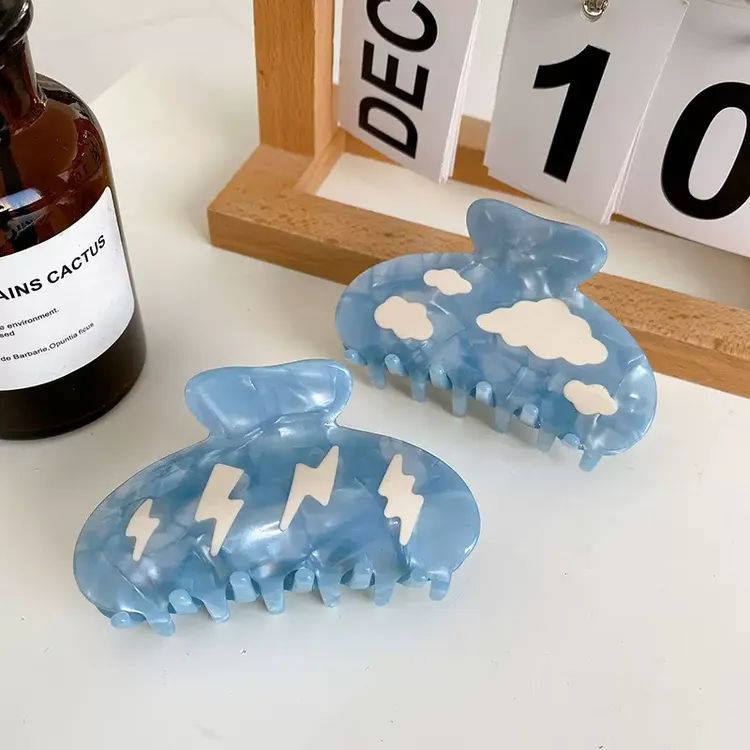 朵薇饰品中号醋酸板材拼接云朵闪电款后脑勺大抓夹公主头女发夹