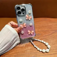适用苹果16手机壳时尚女款华为荣耀镶钻软壳OPPO全包vivo挂绳小米