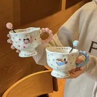 ins风波点小狗马克杯高颜值女生杯子陶瓷情侣水杯可爱早餐杯