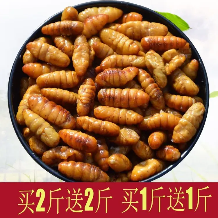 【买2斤送2斤】山东特产蚕蛹鲜活速冻金丝蛹高蛋白蚕蛹生茧蝉蛹冷冻