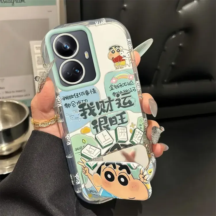 小新财运旺镜子支架适用realme真我10PRO 手机壳RMX3687动漫防摔