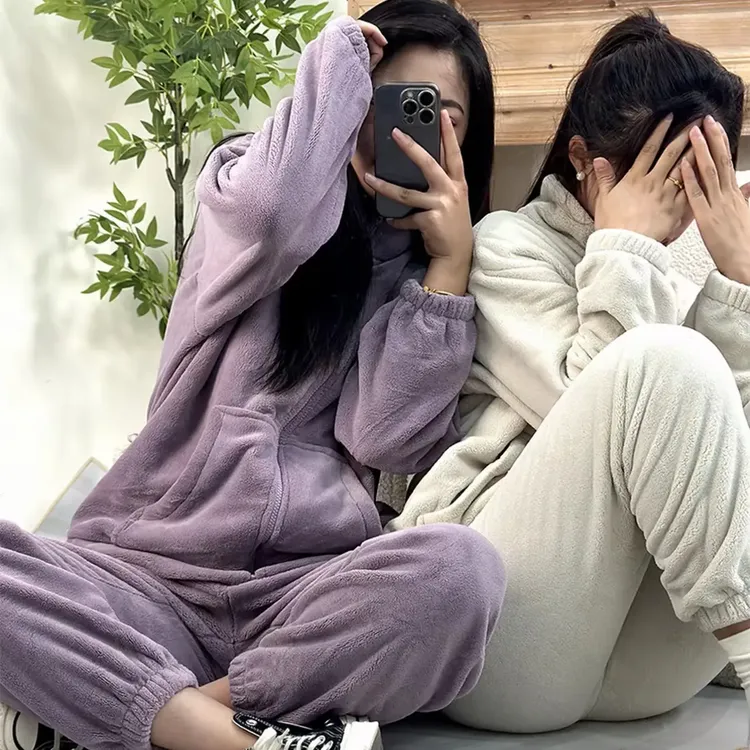 【升级二代】秋冬新款熊猫绒睡衣加绒加厚保暖可外穿家居服情侣套装