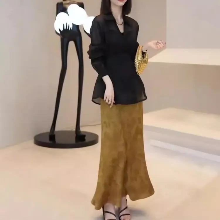 A236+A237春装新款新中式女装轻国风穿搭高级感上衣半身裙套装夏