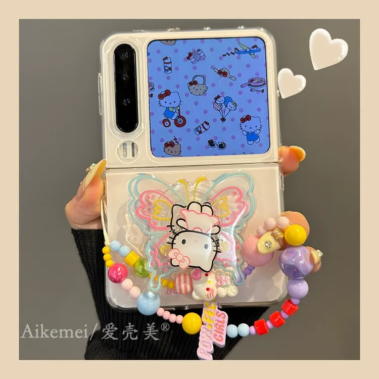 适用华为PuraX折叠屏手机壳Pocket2可爱卡通小米MIX Flip翅膀KT猫