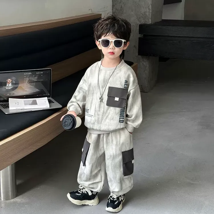 小男童炸街痞帅春秋款2025新款帅气洋气宝宝时髦衣服儿童秋装套装