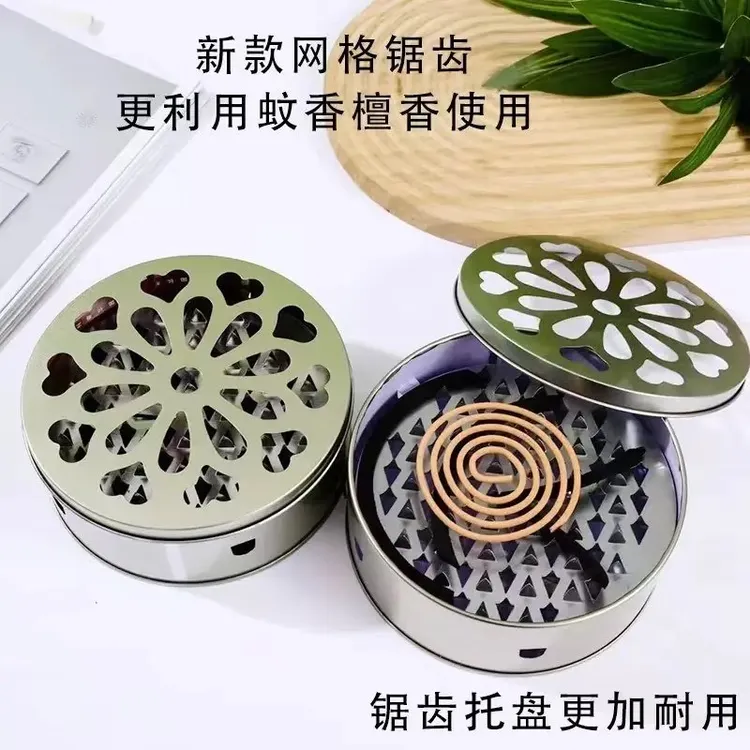 升级款双层蚊香盒子加高手提带盖防火架便携锯齿蚊香托盘cd商品图