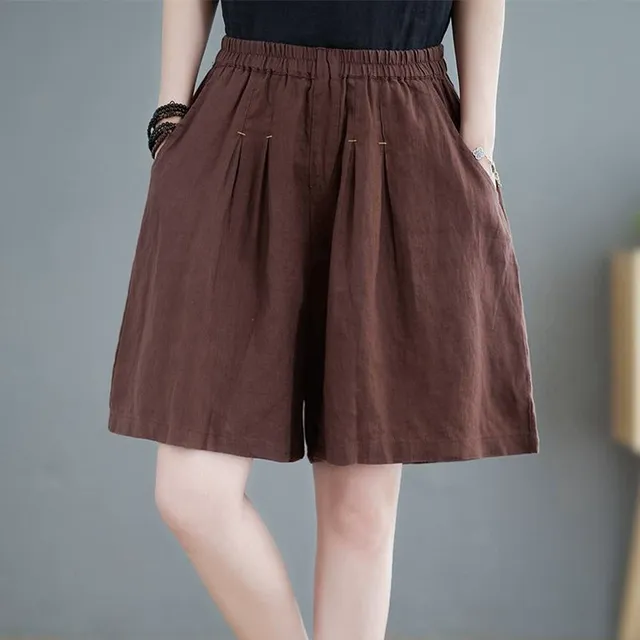2023妈妈夏装宽松亚麻阔腿短裤夏季薄款棉麻女裤子休闲宽松五分裤