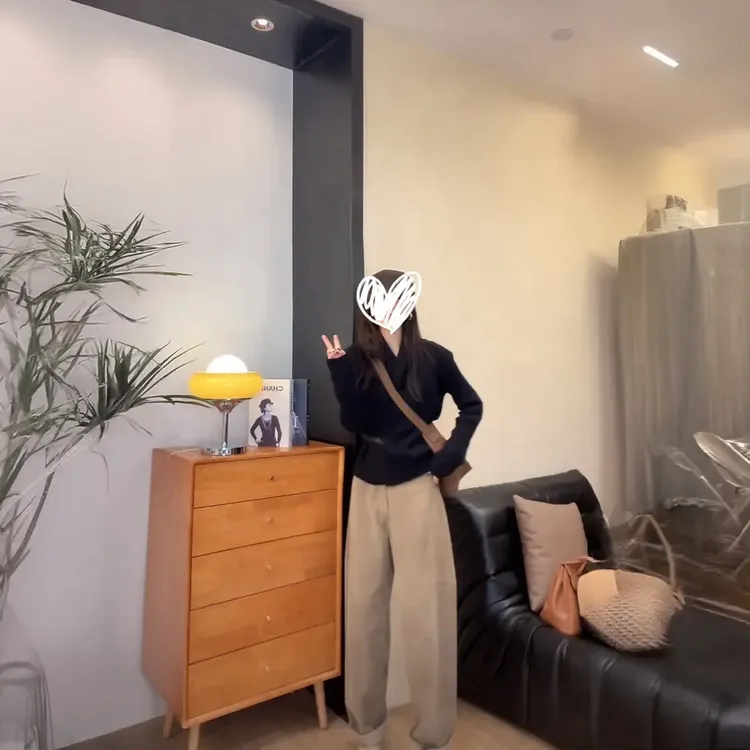 秋冬气质斜边设计款毛针织衫外套高腰显瘦简约休闲弯刀裤两件套