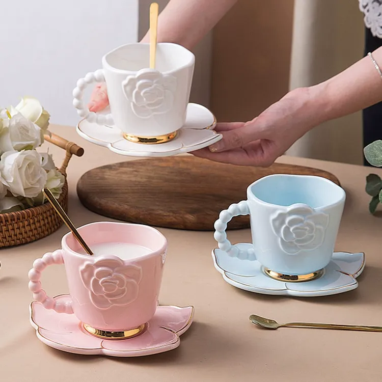 欧式奢华网红陶瓷咖啡杯碟高端精致设计感小众手工英式下午茶茶具