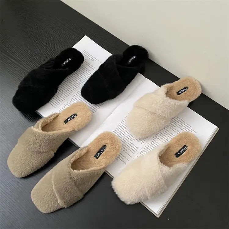 包半拖鞋女外穿棉拖鞋2025秋冬新款粗跟懒人穆勒毛毛鞋鞋子女款