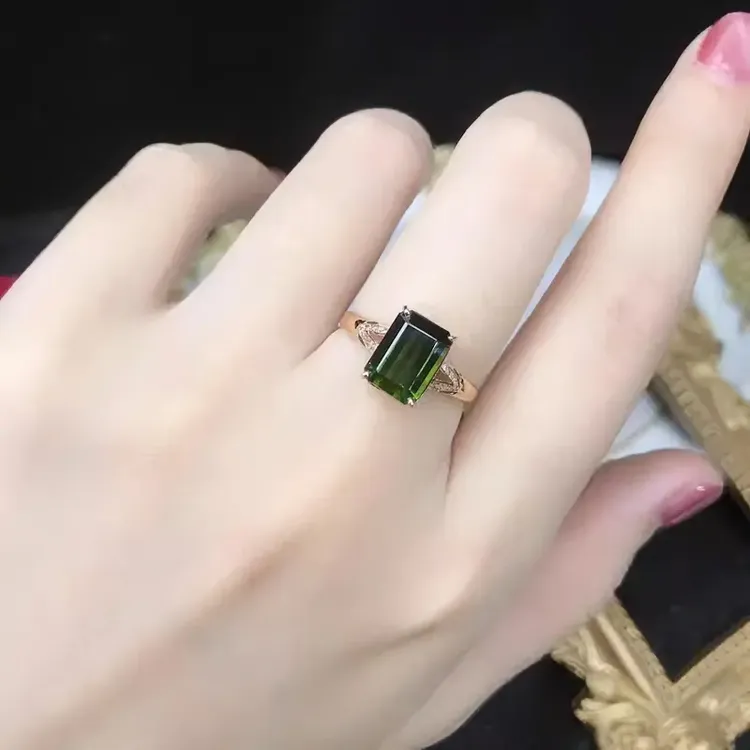 墨绿感合成戒女气质方形戒绿色戒指有球必应戒指指环饰品