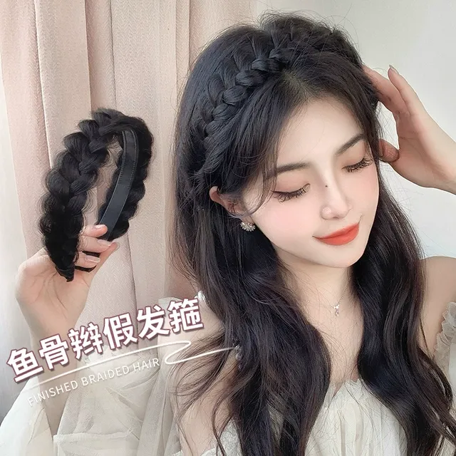 鱼骨辫发箍假发女增高颅顶麻花辫发卡压发头箍2025新款编发头饰女