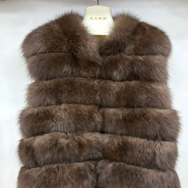 狐狸毛马甲秋冬新款ins风韩系横排整皮坎肩显瘦60厘米