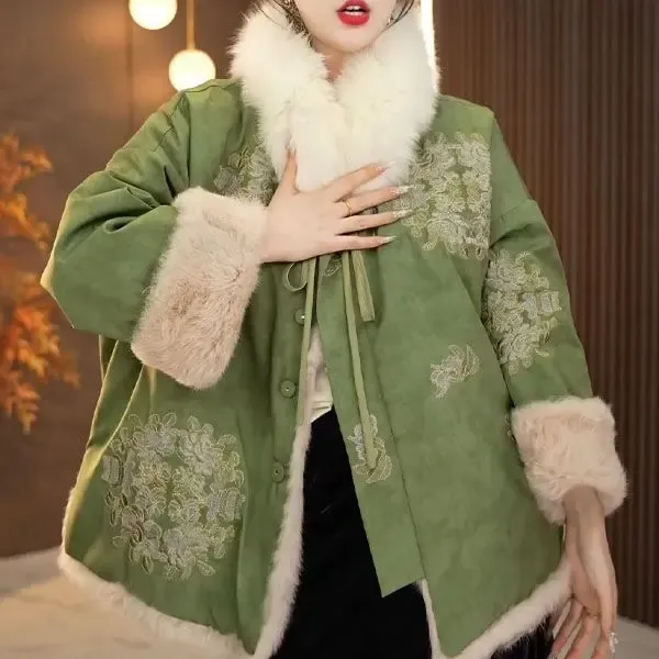 欧洲站2025秋冬季新中式双面双穿加厚保暖国风网红高贵通勤外套