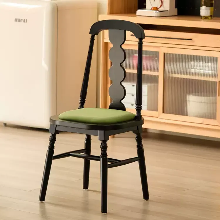 BEAUTIFU 法式中古风实木餐椅靠背家用软包设计师ins风吃饭餐厅