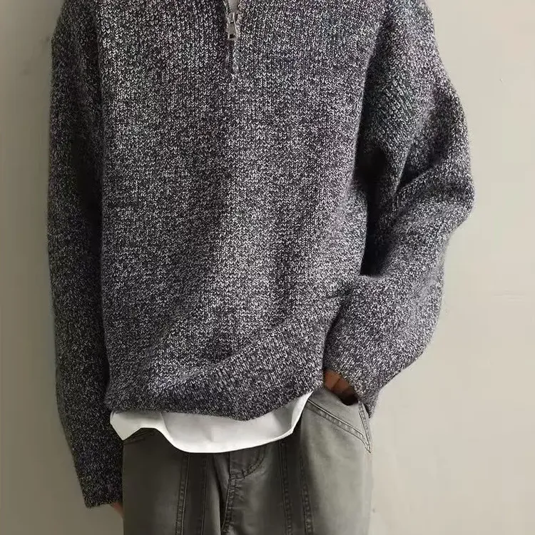 秋冬针织衫休闲宽松百搭毛衣简约韩版圆领针织开衫