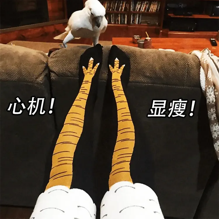 【心机+显瘦】鸡爪袜子女过膝搞怪趣味中筒袜子鸡脚袜鸡腿长袜款.