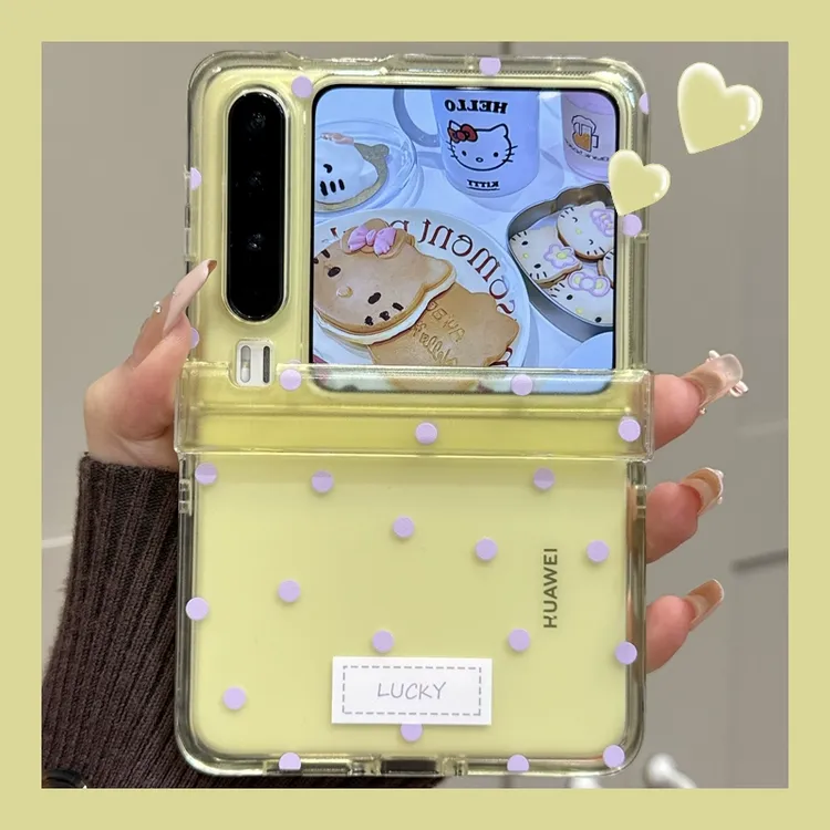 适用华为PuraX折叠屏手机壳pocket2简约透色波点novaFlip中轴保护