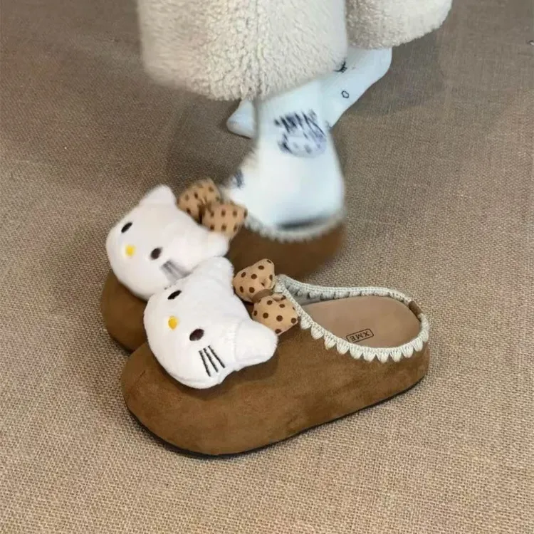 kitty可爱包头拖鞋女外穿2025春秋季新款厚底一脚蹬校园勃肯拖鞋