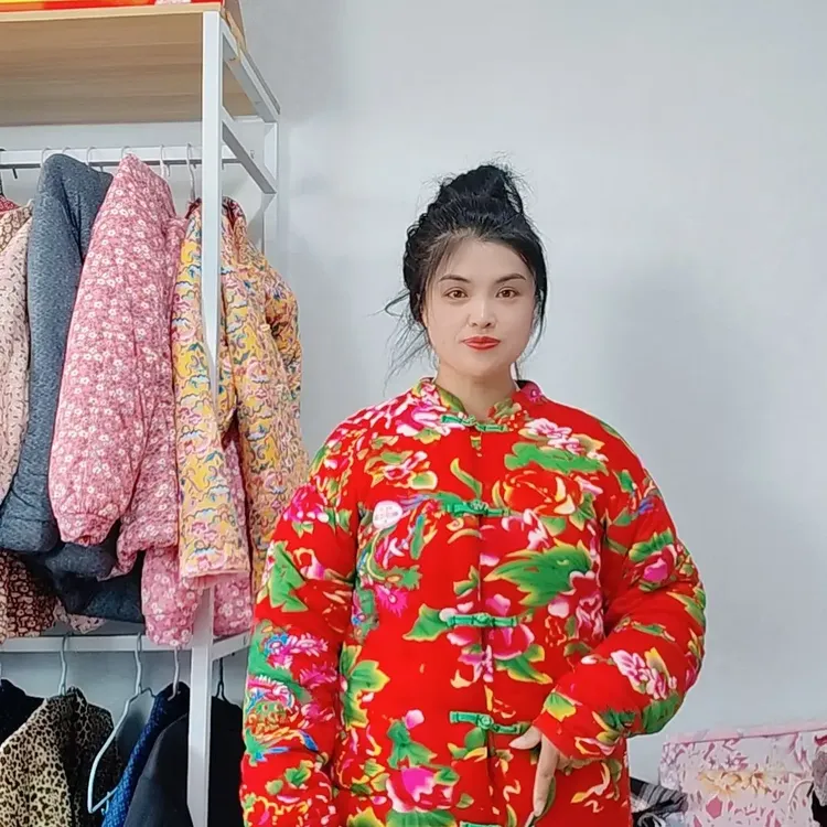 冬季加厚东北大花凤尾花套装男女装
