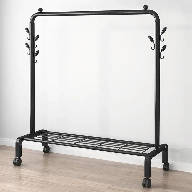 加粗晾衣架落地立式家用卧室内简易衣帽架子挂衣服阳台专用晾衣杆