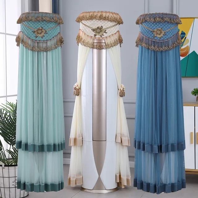 客厅空调罩圆形开机不取蕾丝空调盖布圆柱形立式柜机防尘罩通用