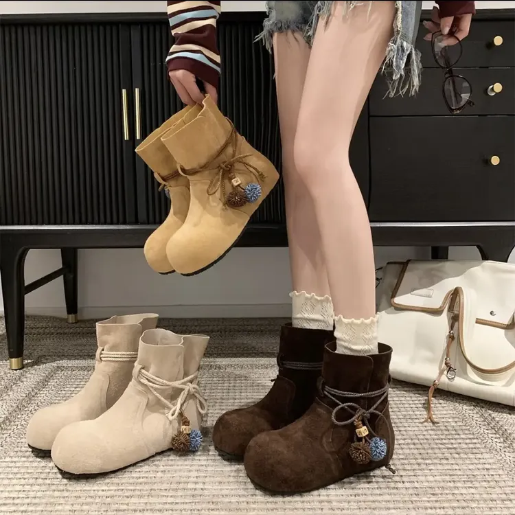 「稳叔」小秋团【增高3-5cm】百搭复古休闲风可爱时尚韩版马丁靴