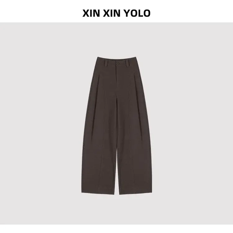 秋冬厚款呢子贝斯裤~糯感休闲裤垂感宽松直筒裤显瘦阔腿裤女