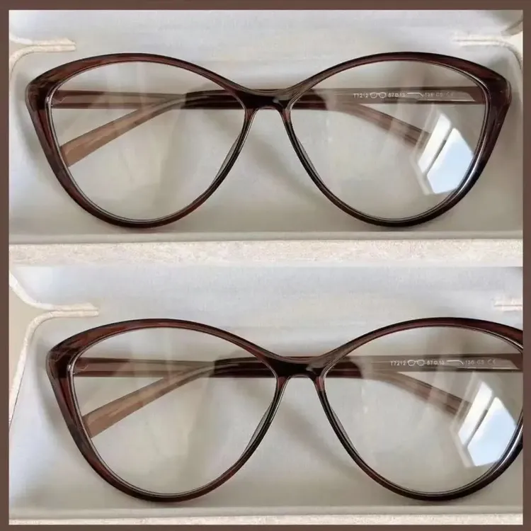 复古茶框超轻猫眼近视眼镜女可配有度数防蓝光素颜神器显瘦眼镜架