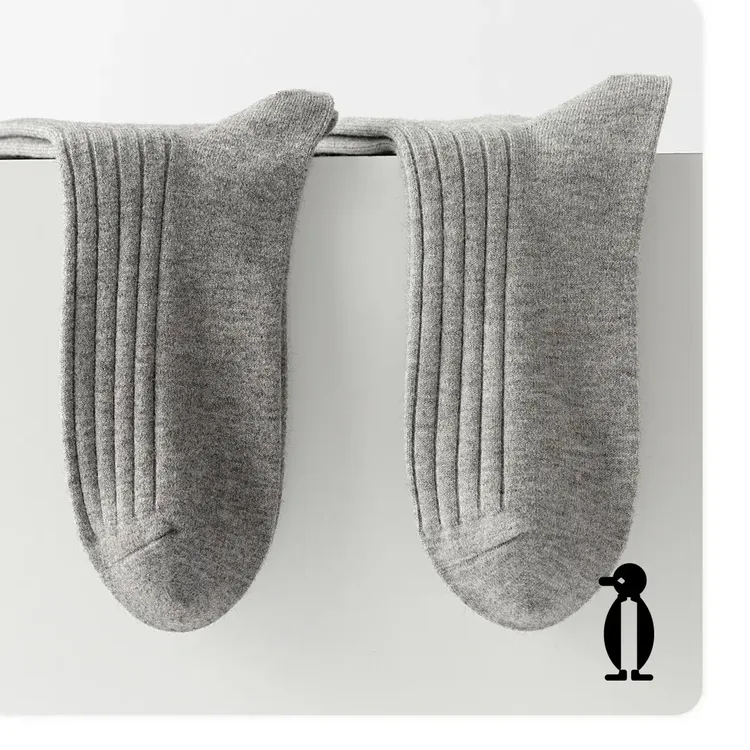 秋冬男士高筒双针羊毛男袜棉袜五双包邮7530-1