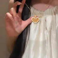 铜合金锆石吊坠 赵露思同款祥云如意锁时尚百搭气质简约精美项链