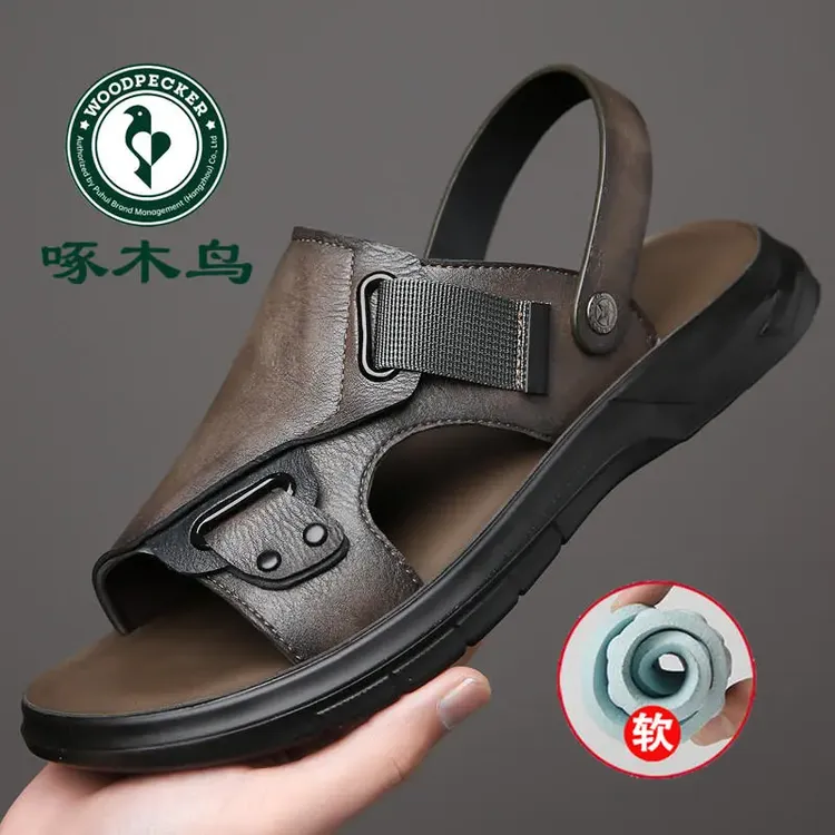 啄木鸟防水凉鞋男软底外穿沙滩鞋男2025夏季新款休闲两用凉拖鞋男