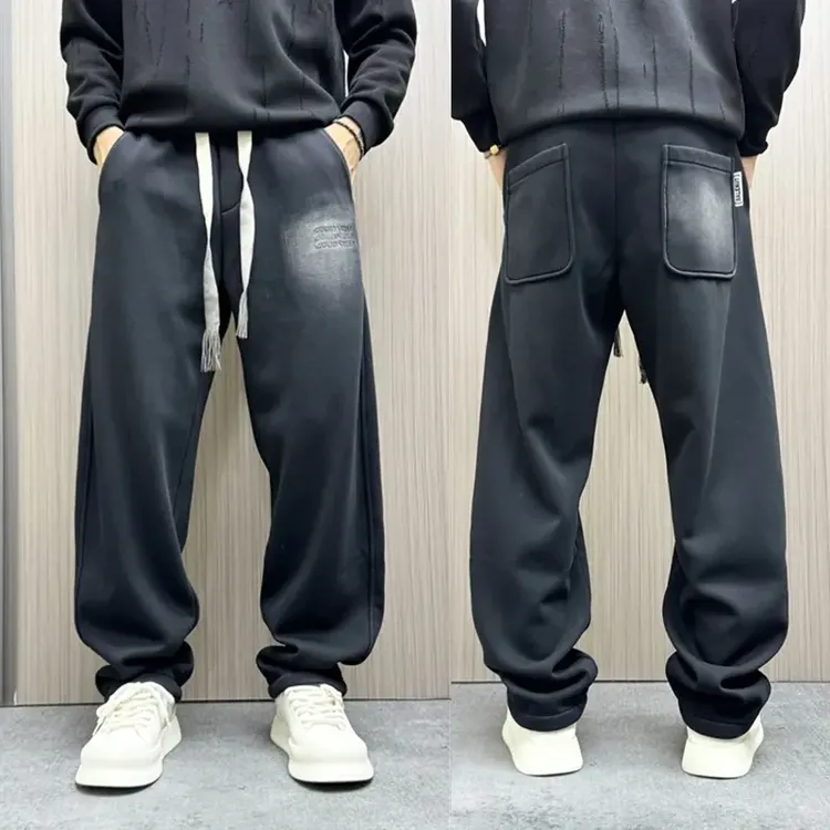 春秋季新款美式休闲裤时尚潮流运动长裤直筒裤百搭宽松大码弯刀裤