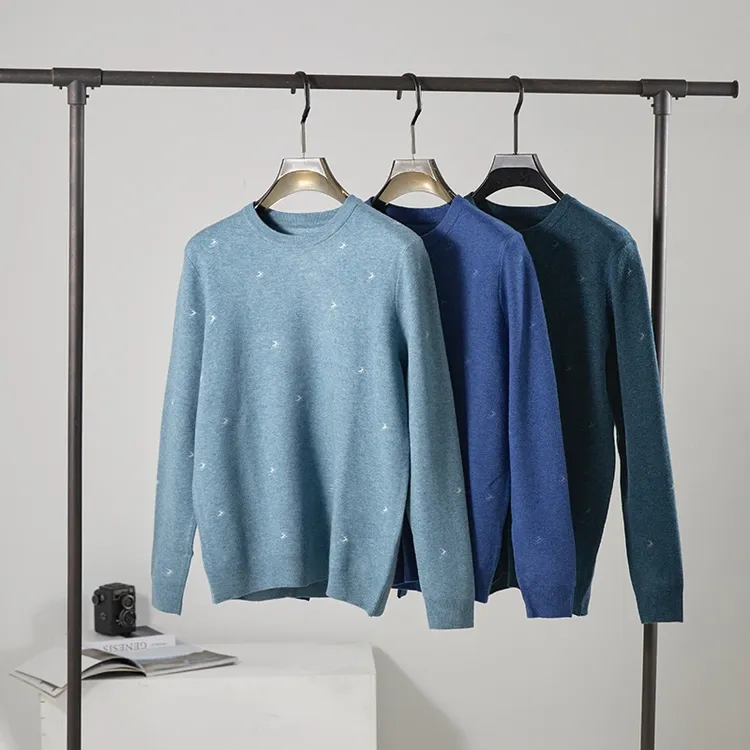 【退货补运费】春秋男士百搭保暖套头针织衫休闲舒适长袖毛衣8M039