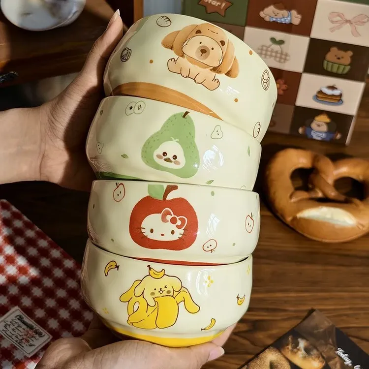 水果卡通ins餐具饭碗家用少女陶瓷甜品高颜值釉下彩好看可爱潮