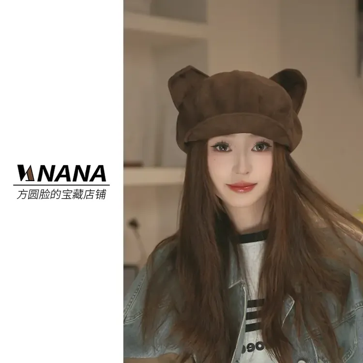 原创设计 六种戴法 百搭猫耳贝雷帽帽子宝藏显脸小贝雷帽鸭舌帽女