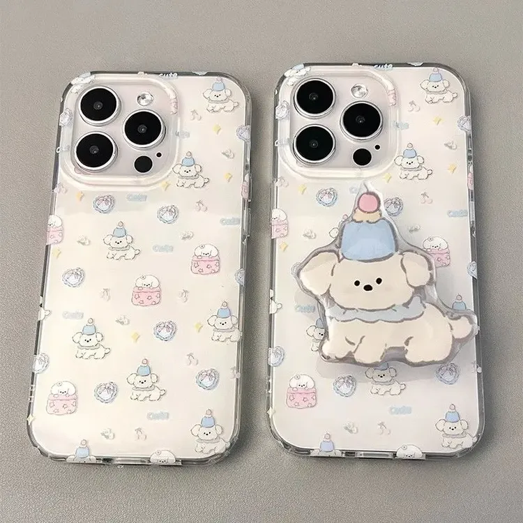 蓝猫小狗适用iphone16手机壳苹果支架华为vivo小米OPPO荣耀防摔套