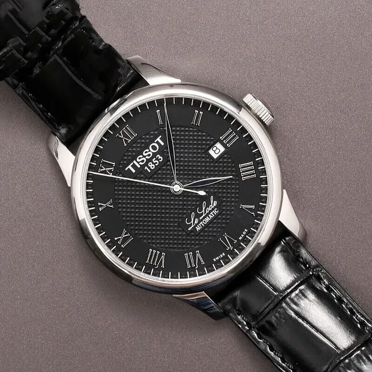 99新 Tissot/天梭 力洛克黑盘机械表2824机芯原装商务皮带款