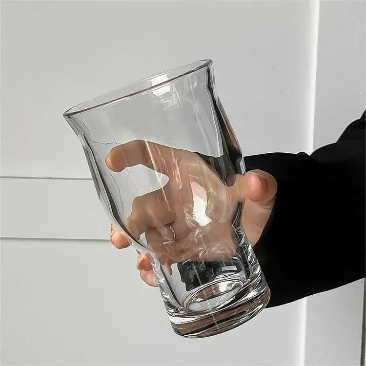 ins风网红宽口玻璃杯果汁杯冰美式咖啡杯酒杯啤酒杯饮料杯子FF