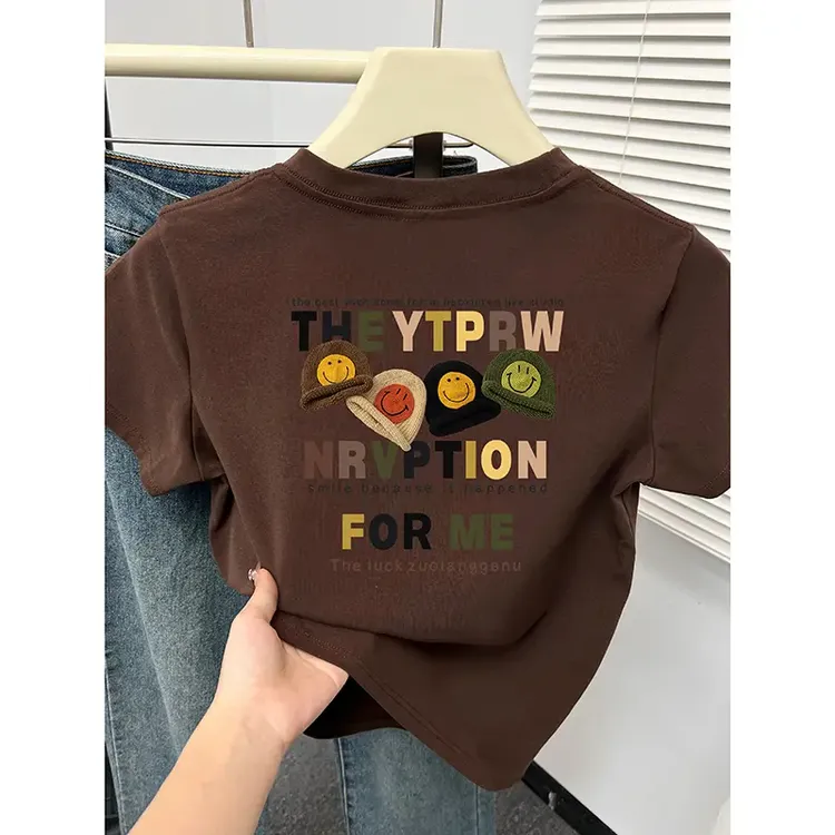 正肩短袖女T恤2025夏季新款韩版洋气时髦显瘦圆领上衣内搭打底衫