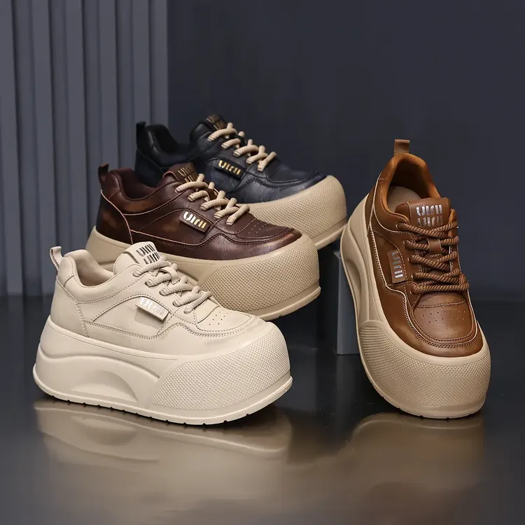 殊彩7厚底小白鞋女2025秋冬复古擦色休闲板鞋小个子增高休闲鞋