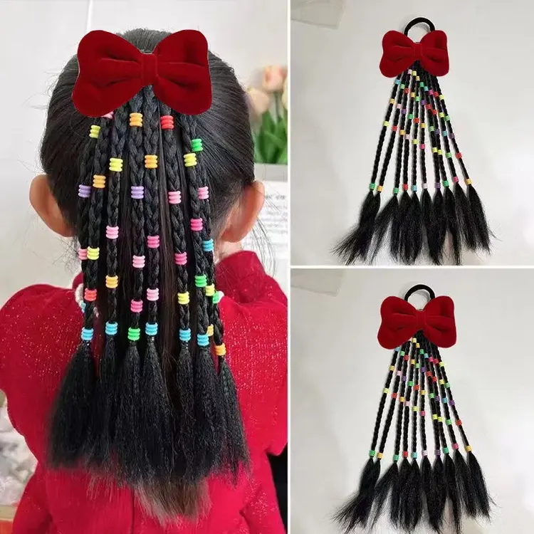 假发马尾辫女童扎头发辫子宝宝拳击辫彩色儿童编发绳脏脏辫造型
