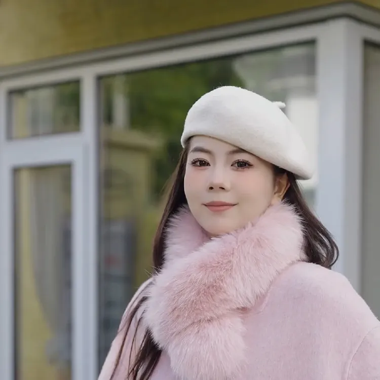 秋冬可拆卸狐狸毛毛绒长款双面呢大衣时尚冬季气质外套慵懒感十足