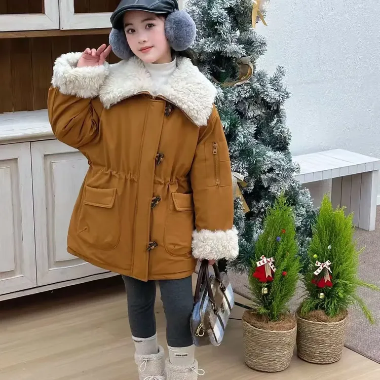 【拉姆童装】冬季女童加厚收腰保暖洋气棉服外套